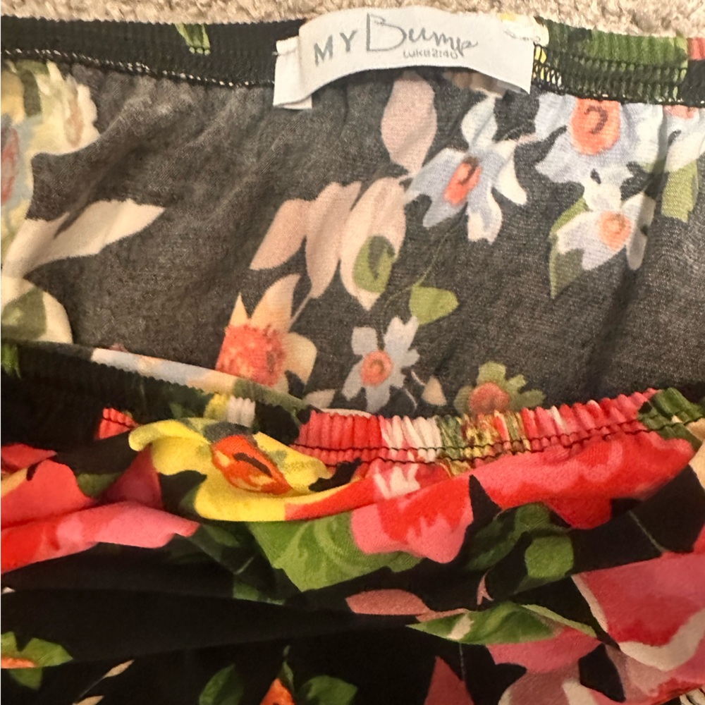 Off Shoulder Floral Maternity Dress - Ruched Ruffle - Picture 3 of 5